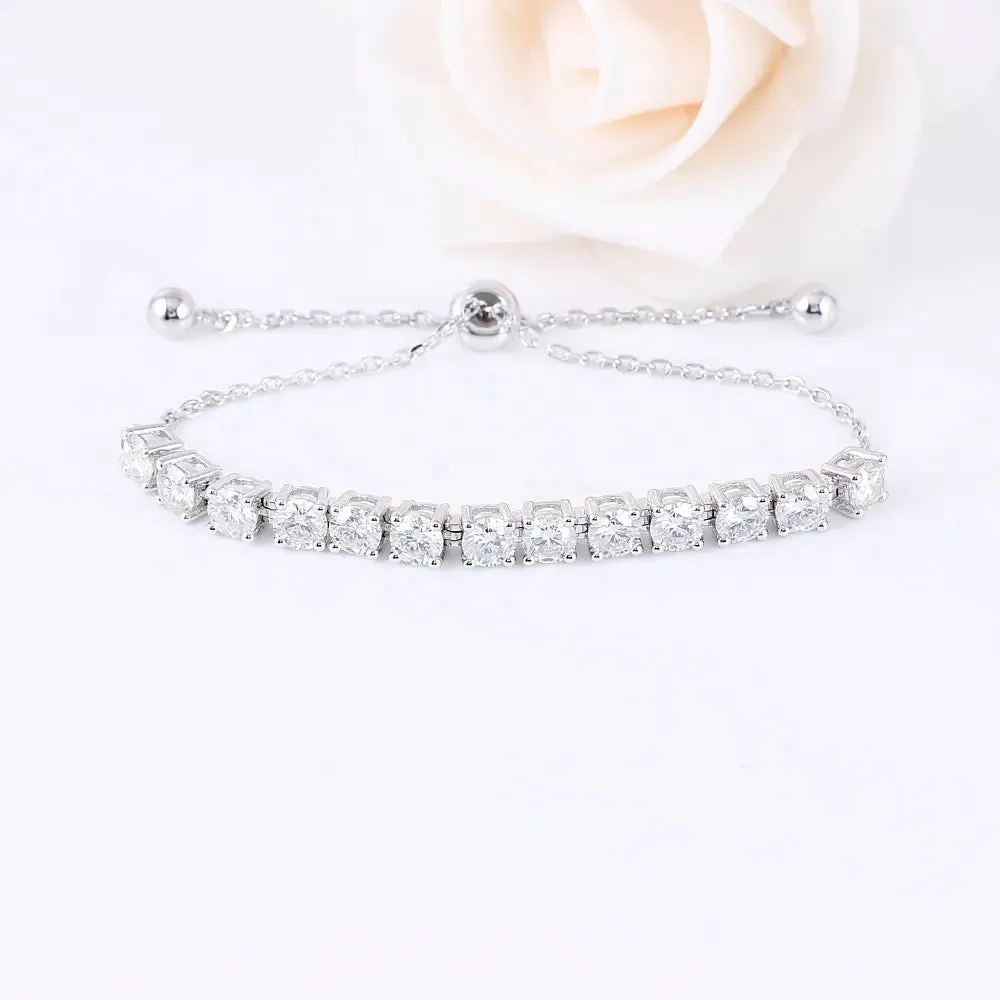 Platinum Plated Silver Moissanite Bracelet 3.5ctw