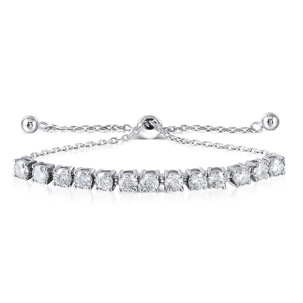 Platinum Plated Silver Moissanite Bracelet 3.5ctw