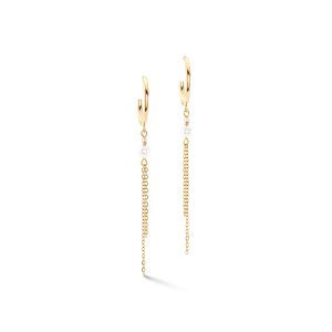 Princess Pearls Chain hoop earrings gold-white