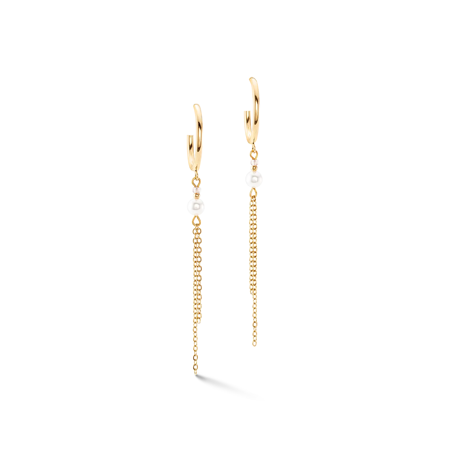 Princess Pearls Chain hoop earrings gold-white
