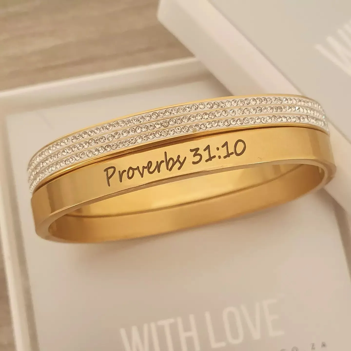 Princess Stack Set, Personalized Stainless Steel Clip Open Bangles, Size:  Small 55mm diameter