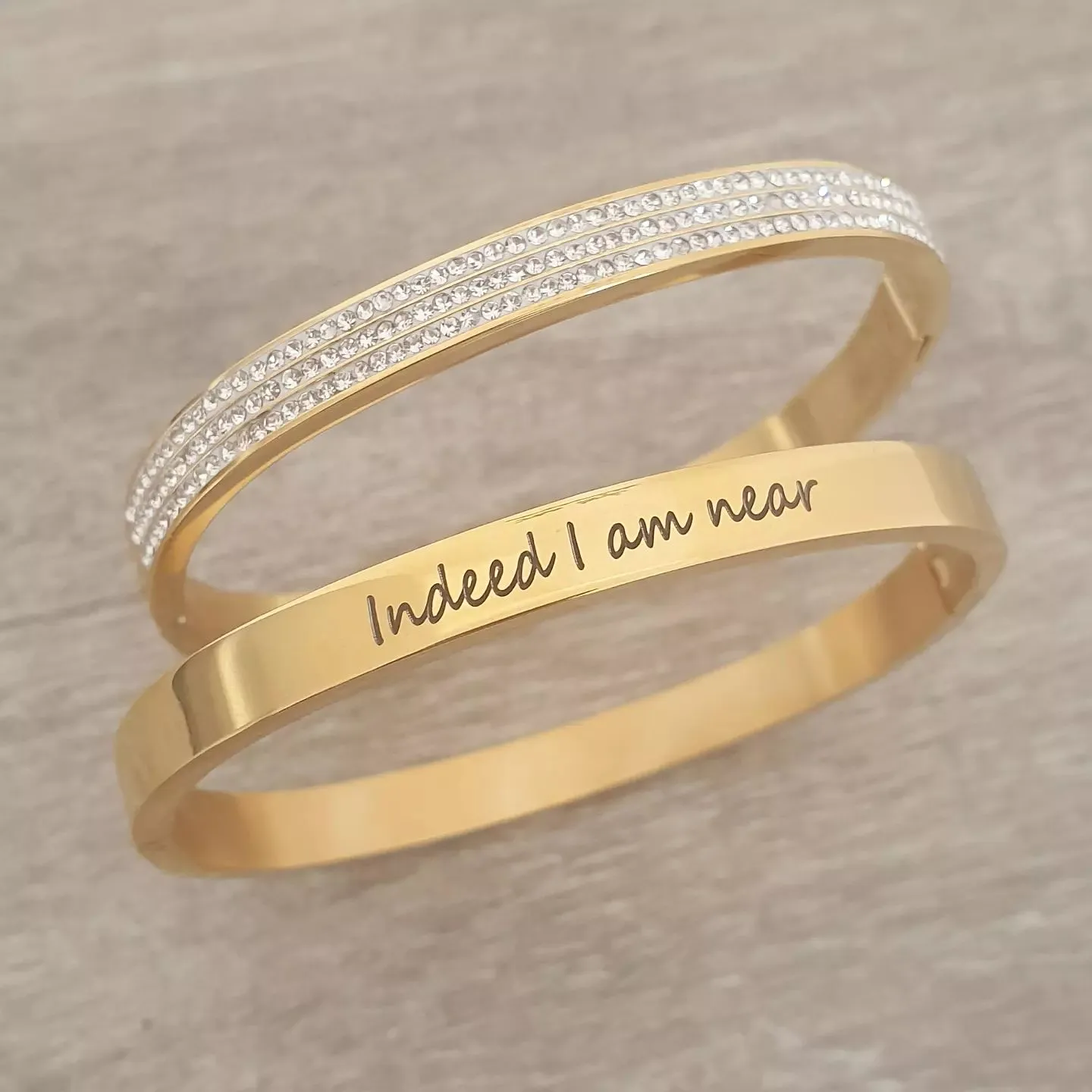 Princess Stack Set, Personalized Stainless Steel Clip Open Bangles, Size:  Small 55mm diameter
