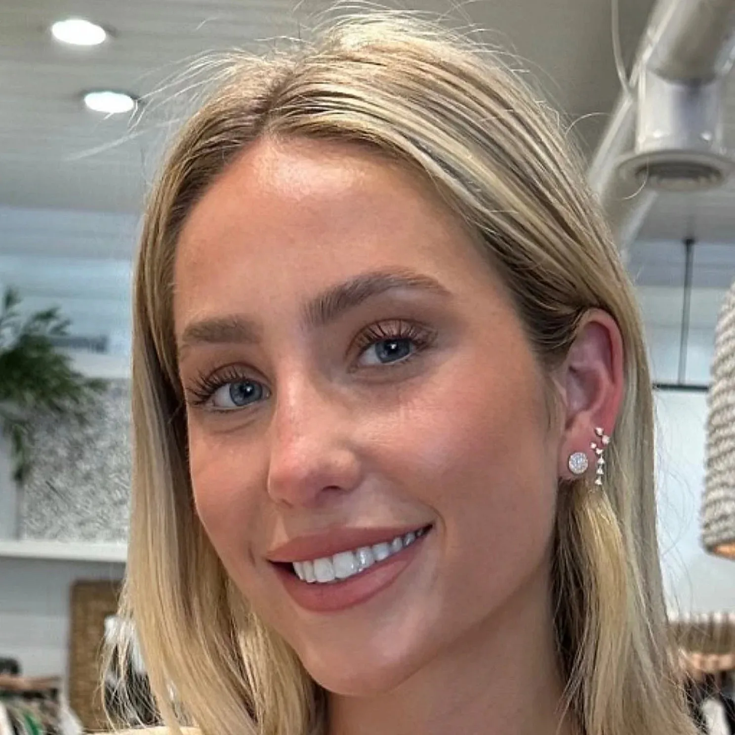 Prong Set Diamond Chain Stud Earring