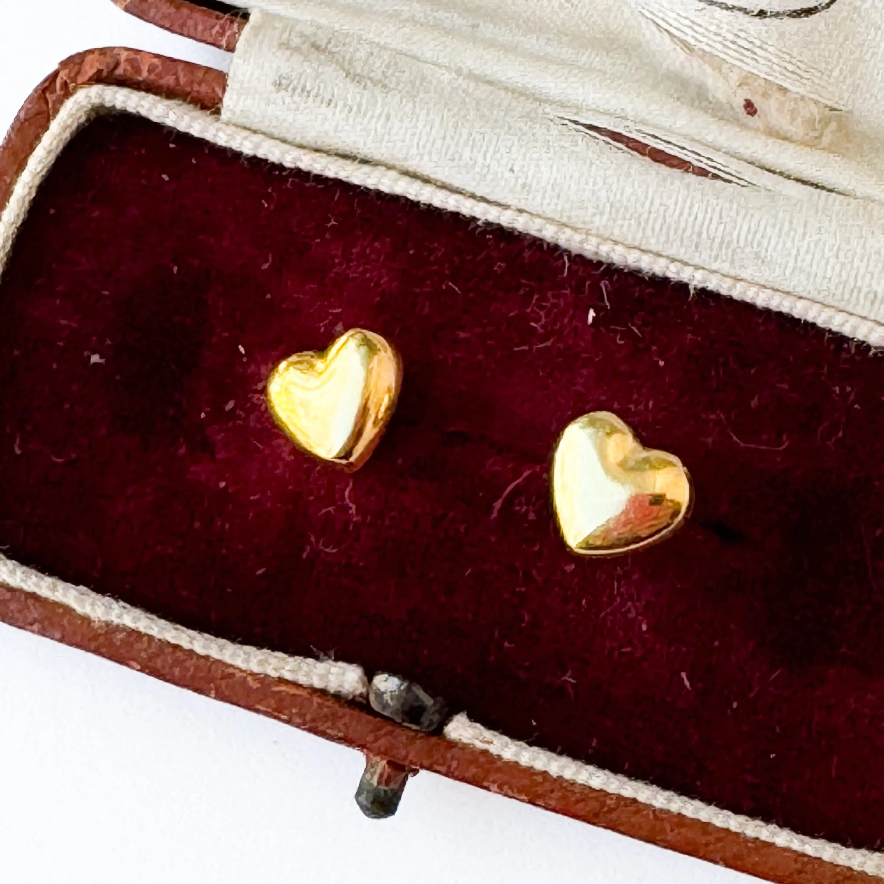 Puffy Gold Heart Studs With Titanium Posts, Small Gold Studs, Valentines Day