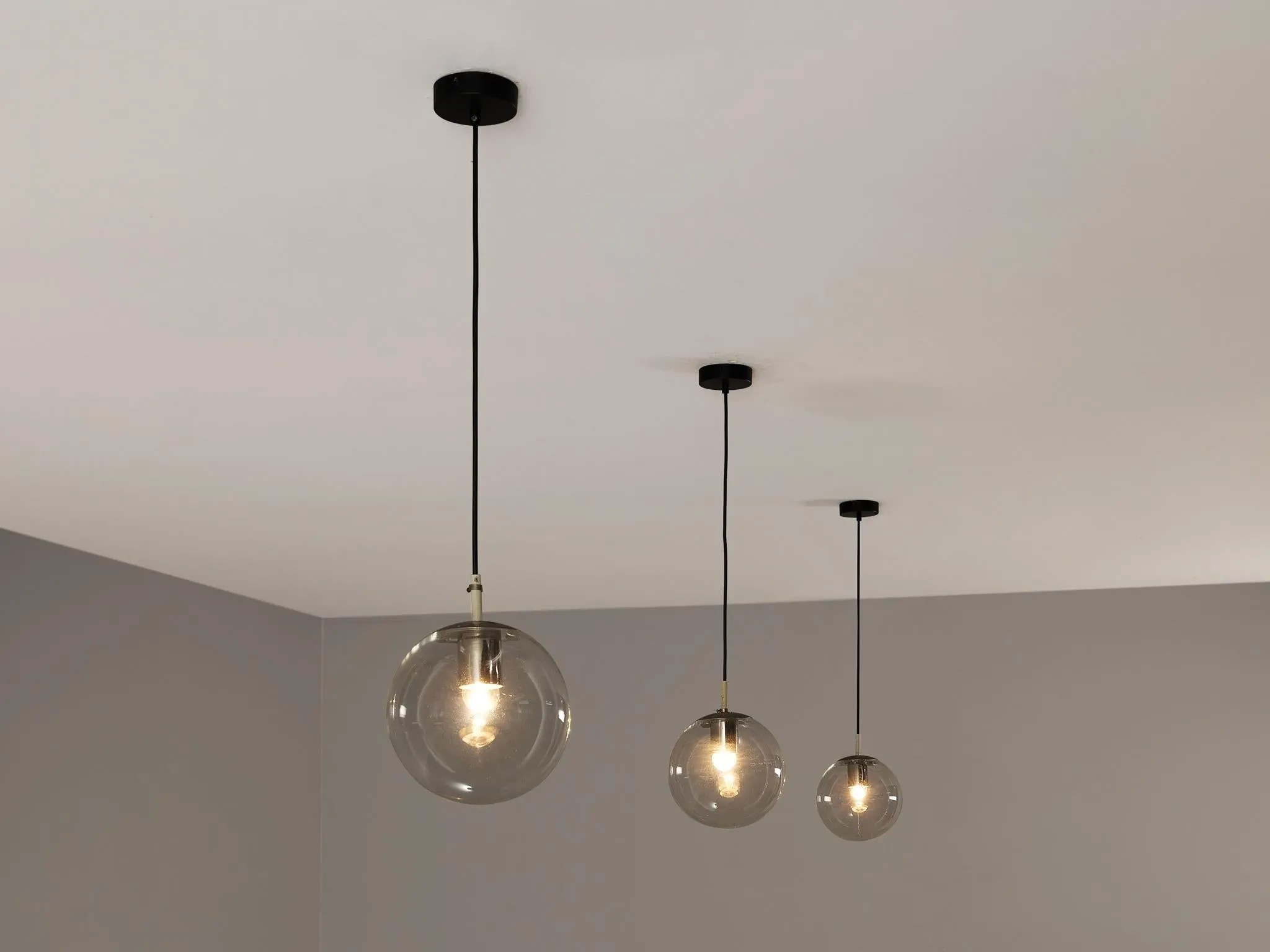 RAAK Amsterdam Pendants with Clear Glass Orbs