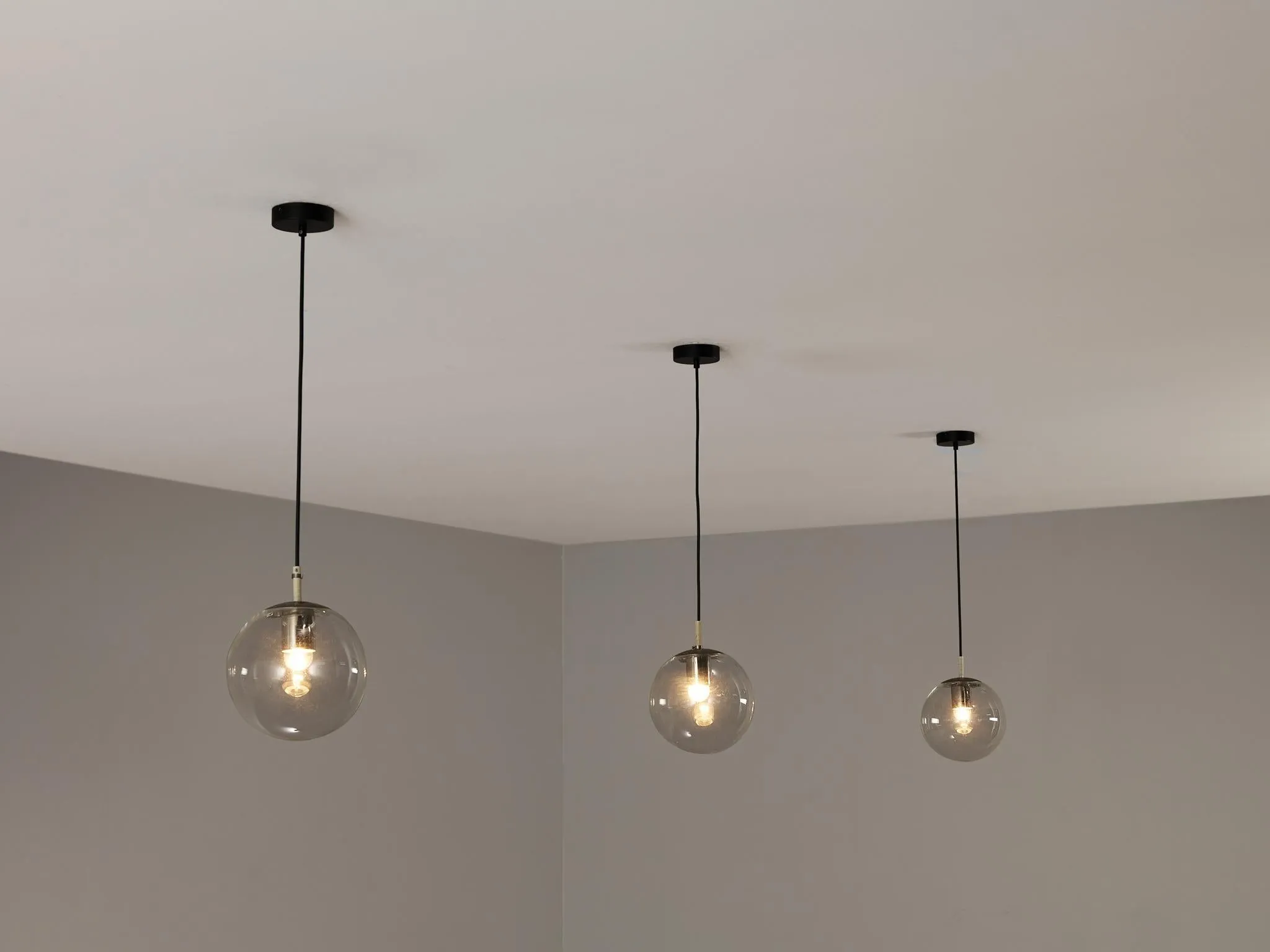 RAAK Amsterdam Pendants with Clear Glass Orbs