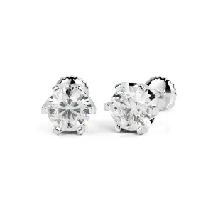 Radiant Charm Solitaire Earrings 2 Natural Diamonds in White Gold