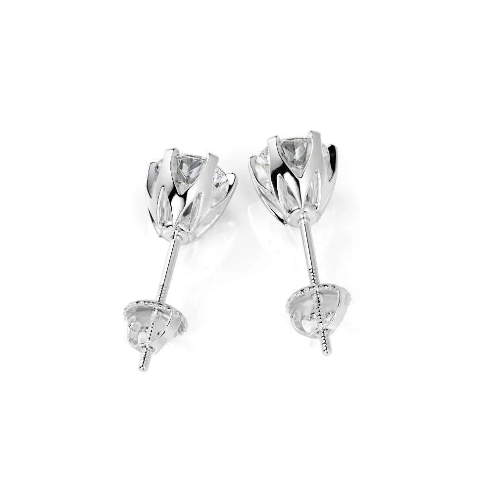 Radiant Charm Solitaire Earrings 2 Natural Diamonds in White Gold