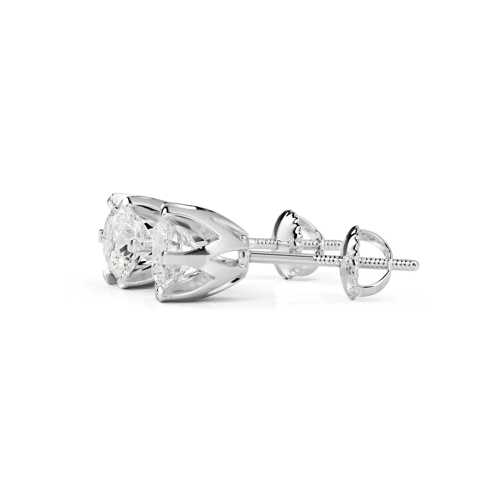 Radiant Charm Solitaire Earrings 2 Natural Diamonds in White Gold