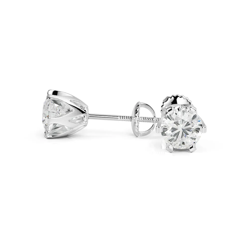 Radiant Charm Solitaire Earrings 2 Natural Diamonds in White Gold