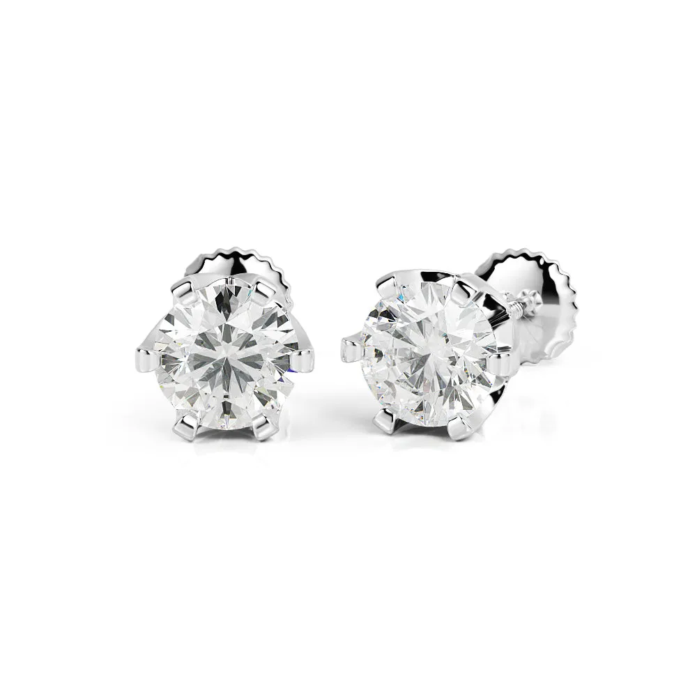 Radiant Charm Solitaire Earrings 2 Natural Diamonds in White Gold