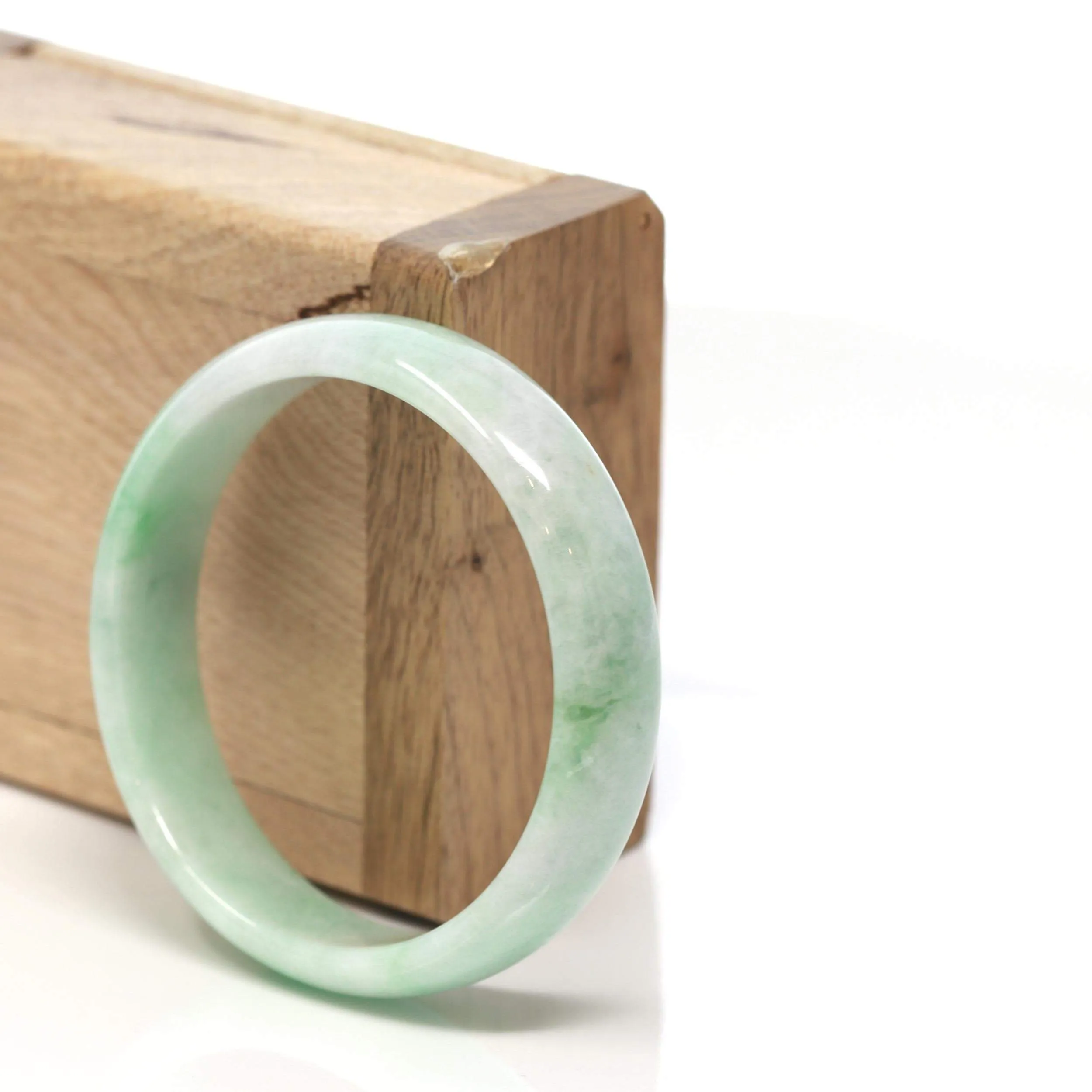 RealJade® "Classic Bangle" Genuine Burmese Green Jadeite Jade Bangle Bracelet (53.62 mm) #162