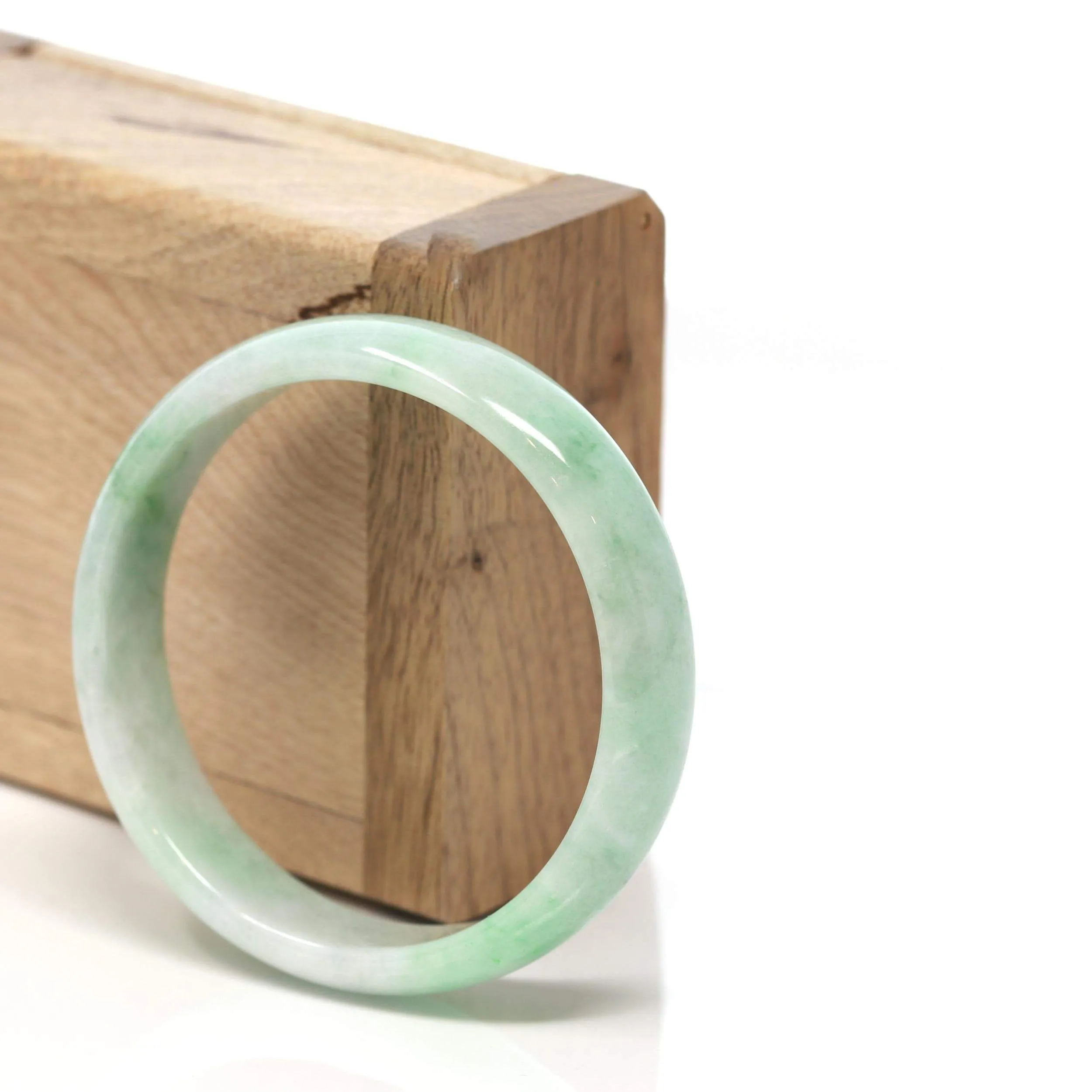 RealJade® "Classic Bangle" Genuine Burmese Green Jadeite Jade Bangle Bracelet (53.62 mm) #162