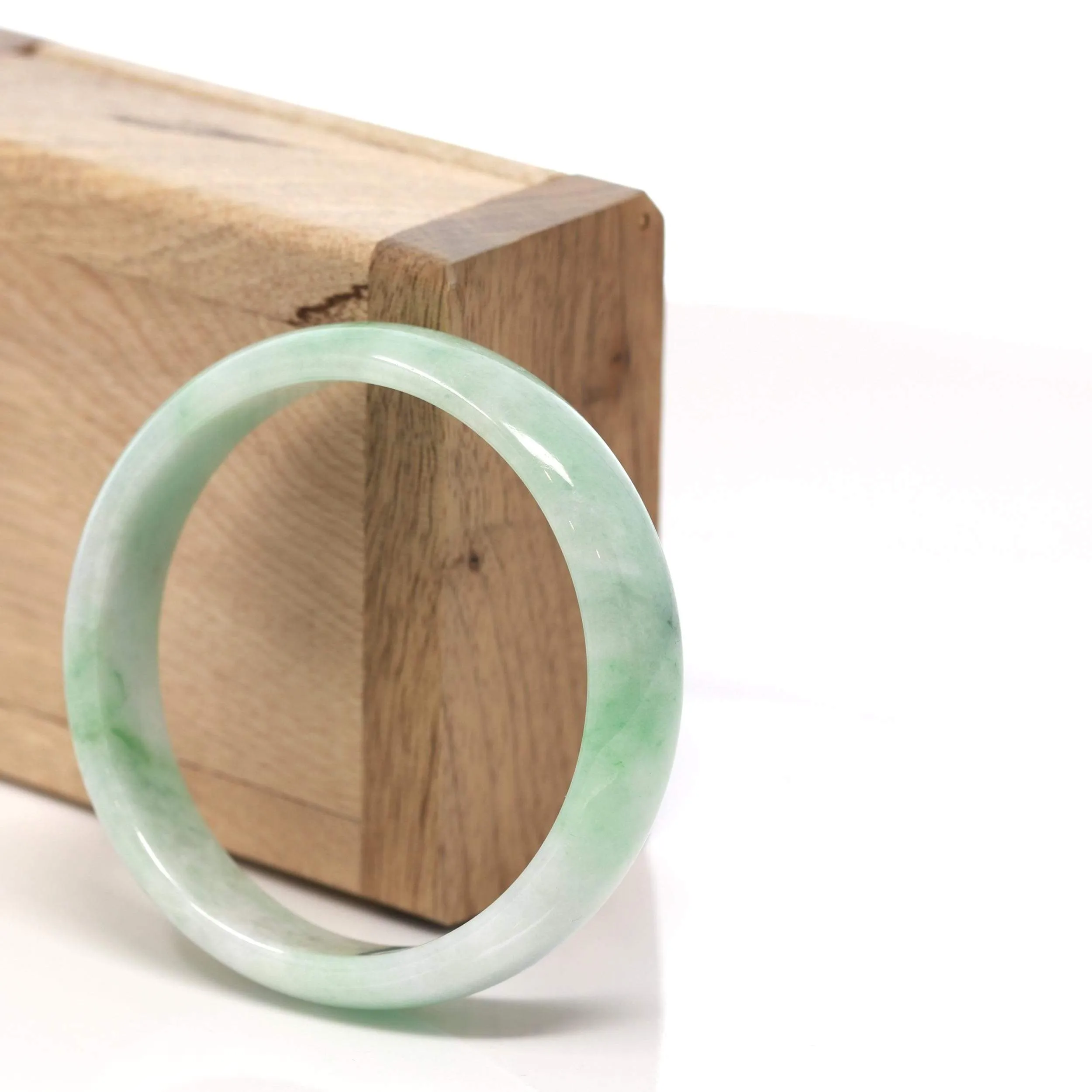 RealJade® "Classic Bangle" Genuine Burmese Green Jadeite Jade Bangle Bracelet (53.62 mm) #162