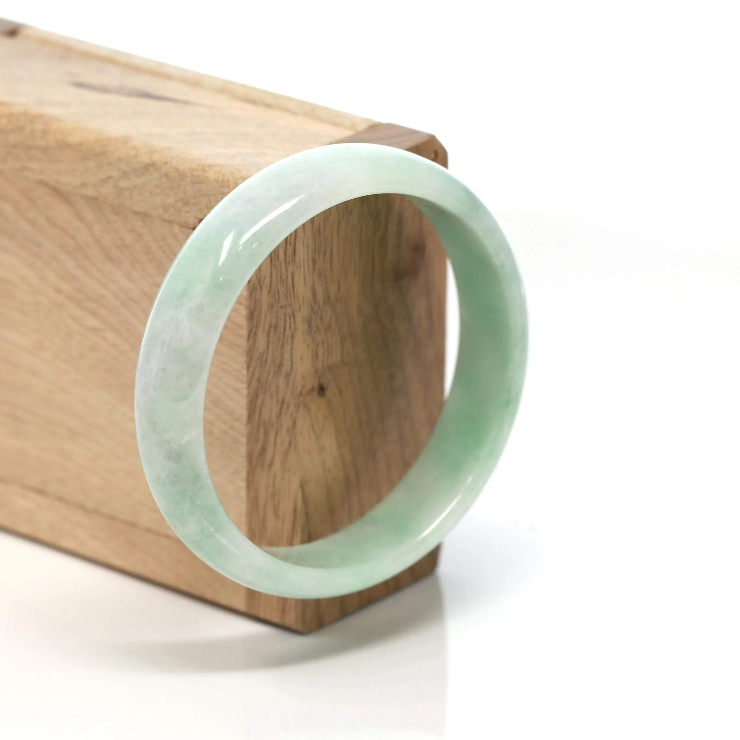 RealJade® "Classic Bangle" Genuine Burmese Green Jadeite Jade Bangle Bracelet (53.62 mm) #162
