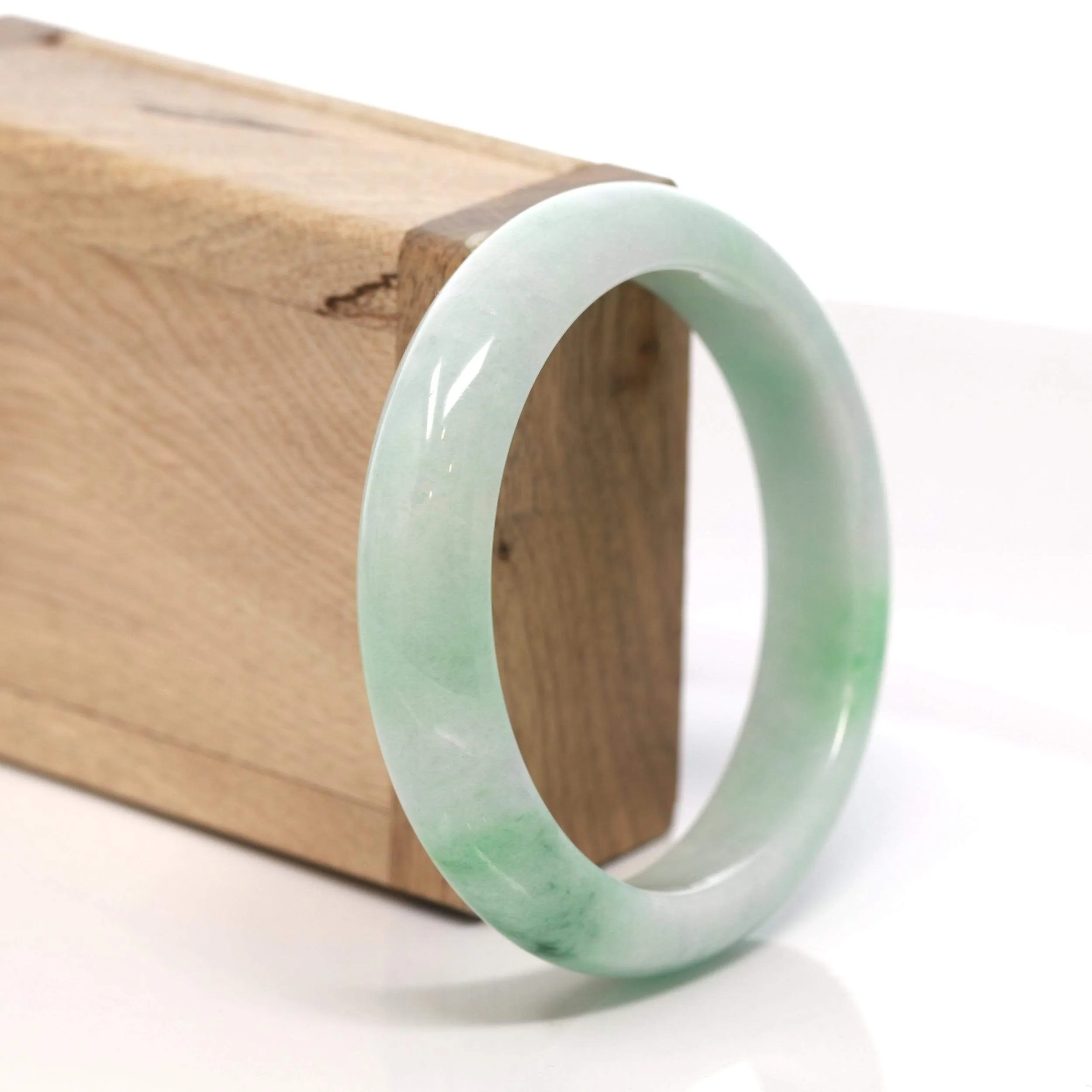 RealJade® "Classic Bangle" Genuine Burmese Green Jadeite Jade Bangle Bracelet ( 58.15 mm) #132