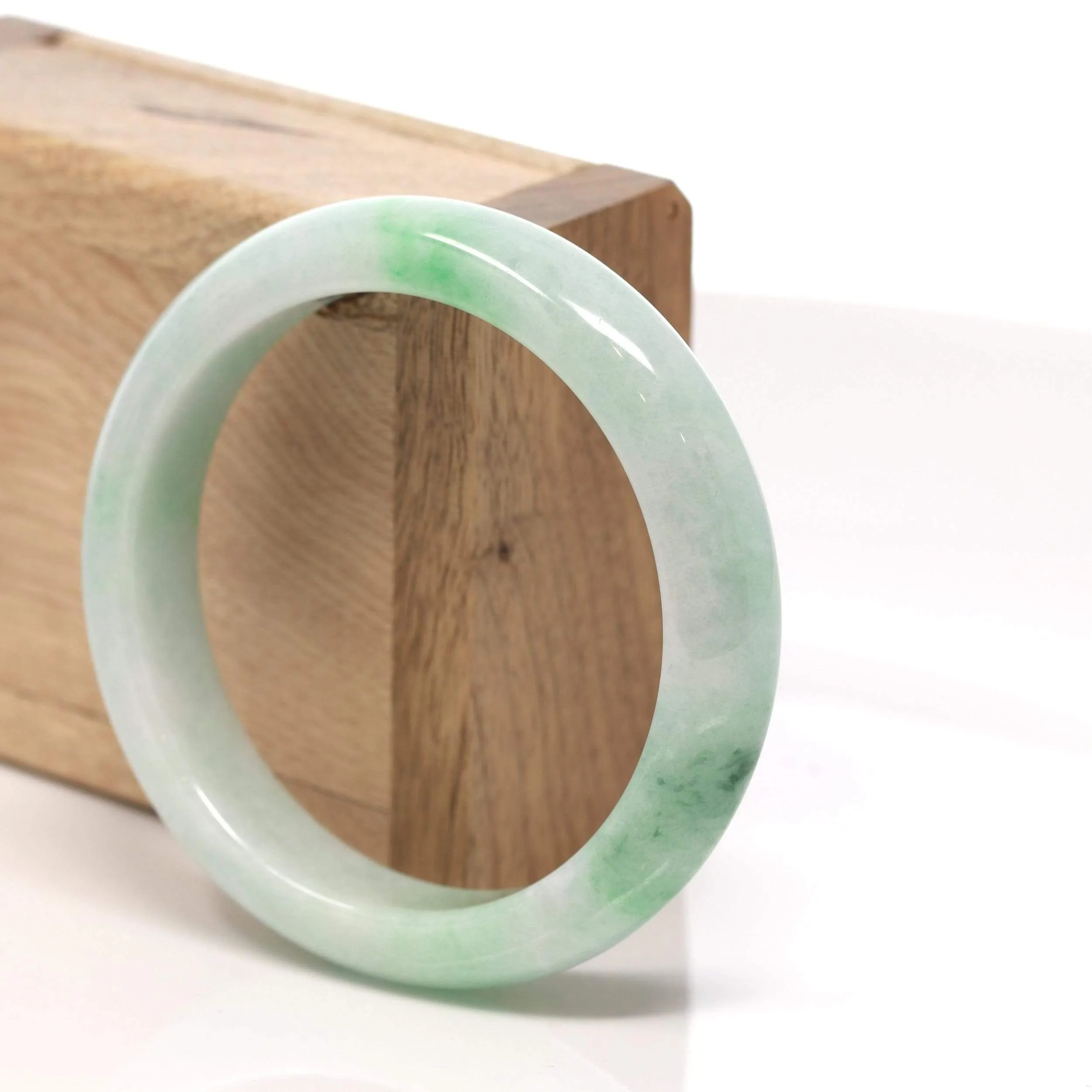 RealJade® "Classic Bangle" Genuine Burmese Green Jadeite Jade Bangle Bracelet ( 58.15 mm) #132