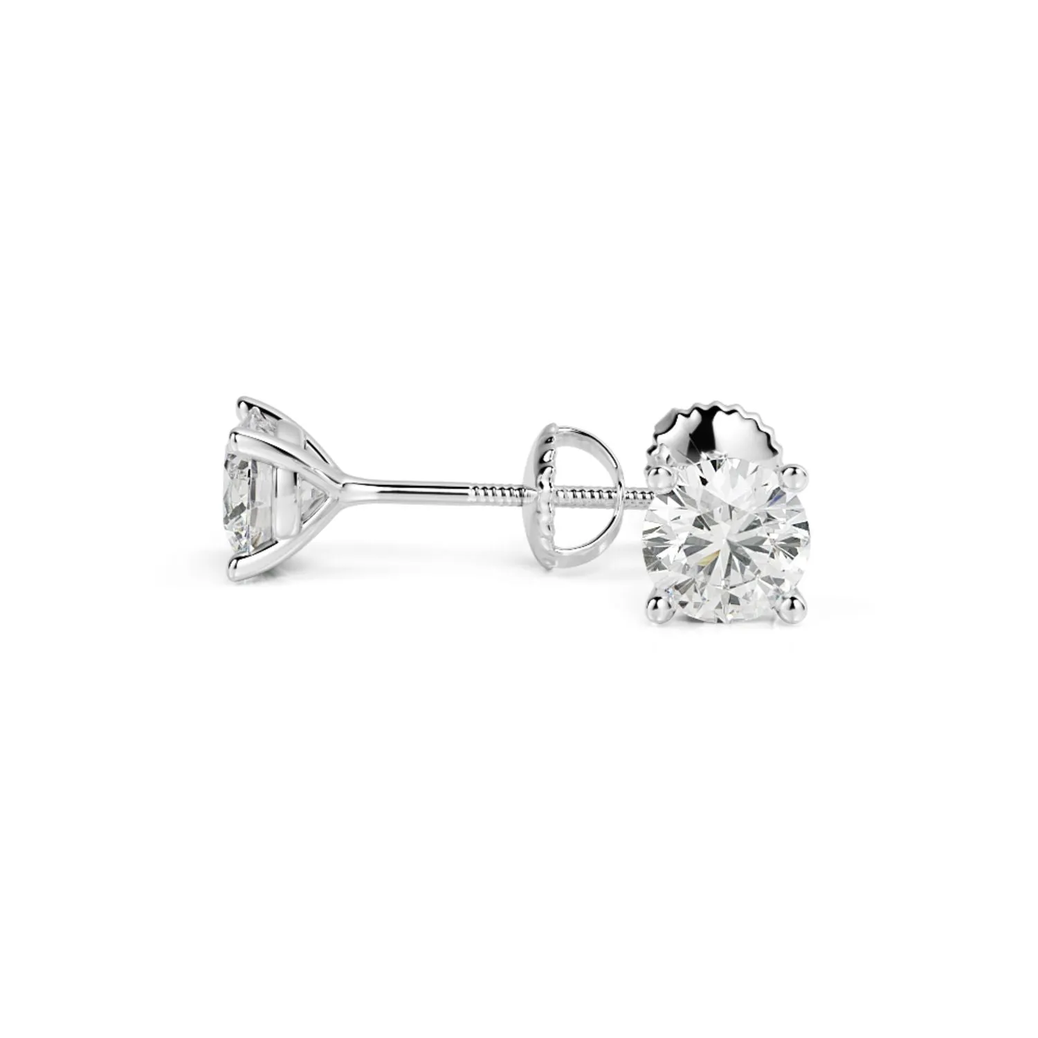 Refraction Angle Solitaire Earrings 3 Natural Diamonds in White Gold