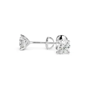 Refraction Angle Solitaire Earrings 3 Natural Diamonds in White Gold