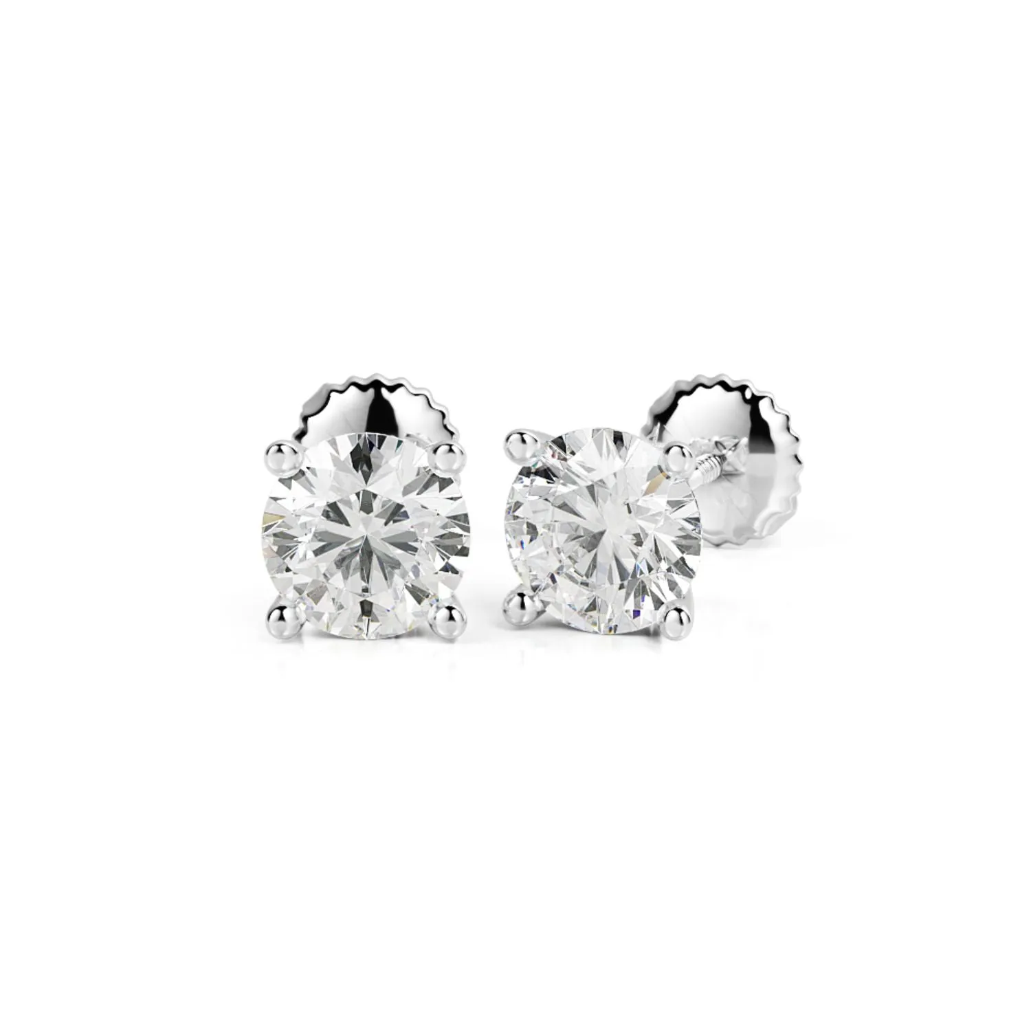Refraction Angle Solitaire Earrings 3 Natural Diamonds in White Gold