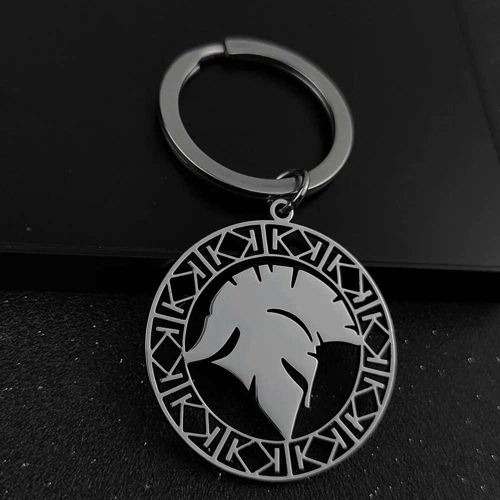 Roman Gladiator Helmet Keychain - Stainless Steel