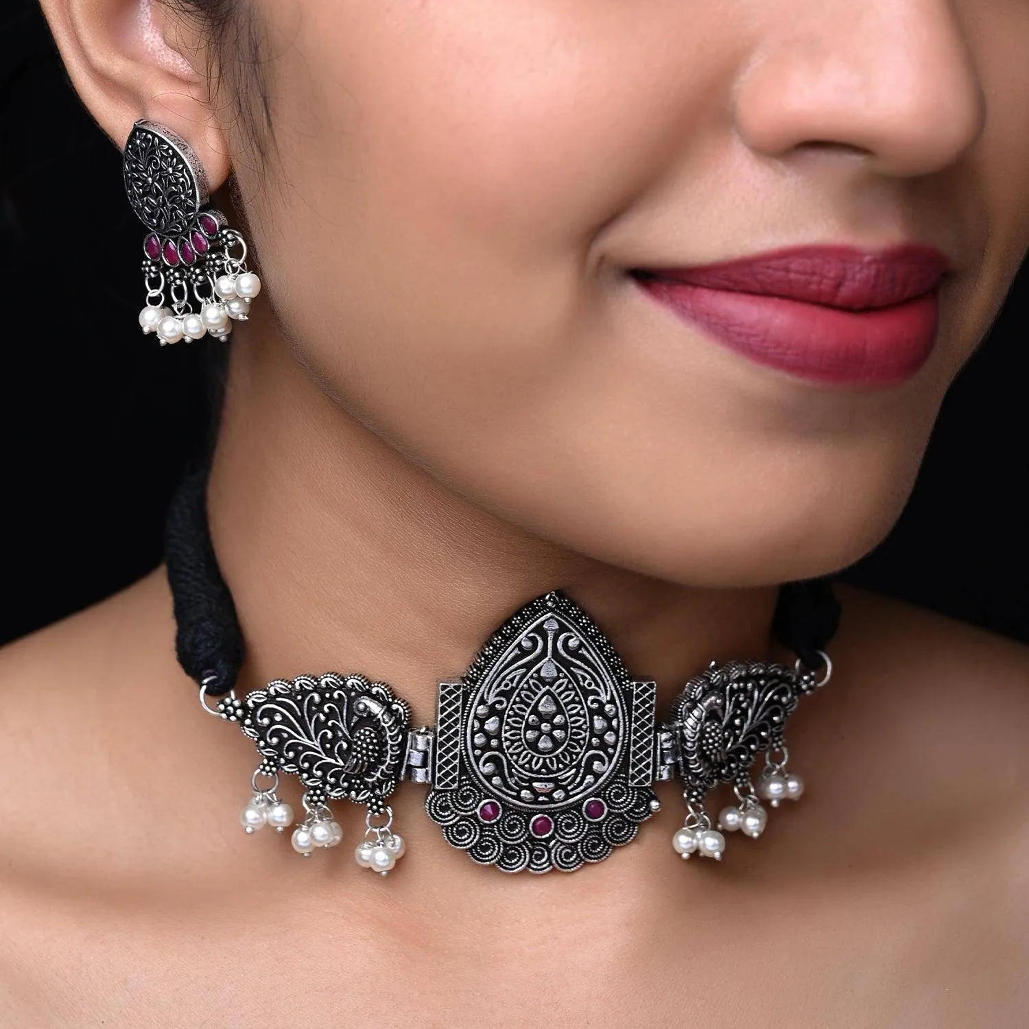 Roop Oxidised German Silver Choker