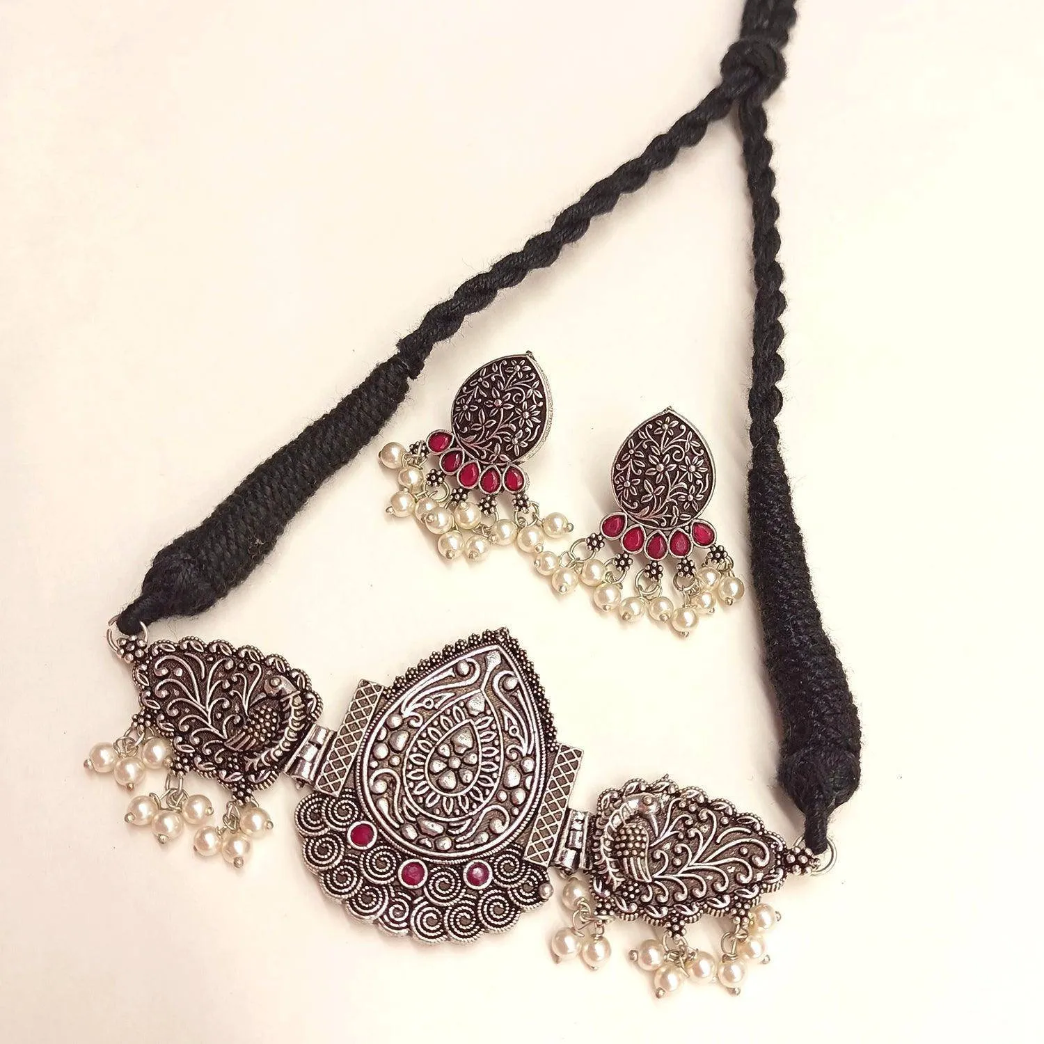 Roop Oxidised German Silver Choker