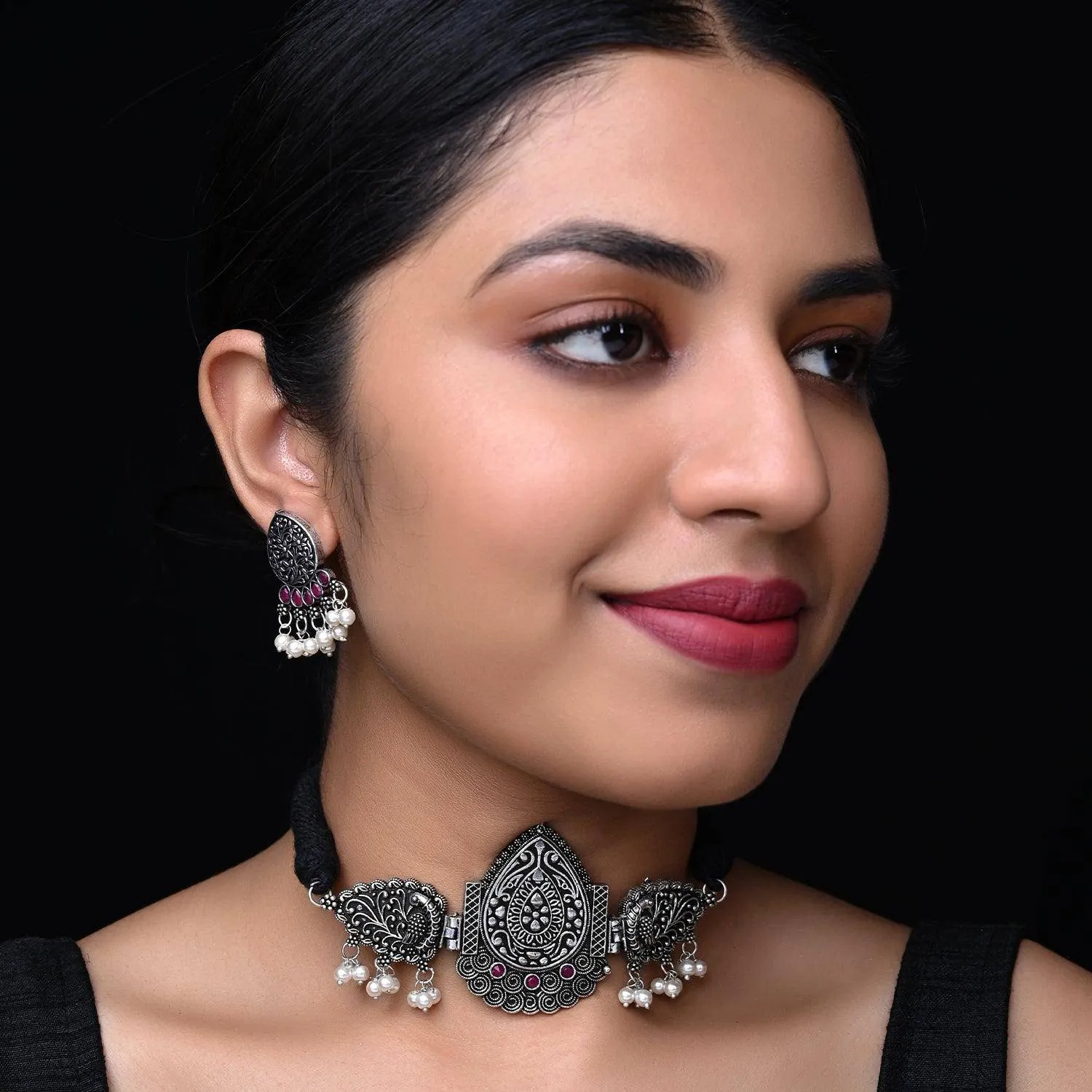 Roop Oxidised German Silver Choker