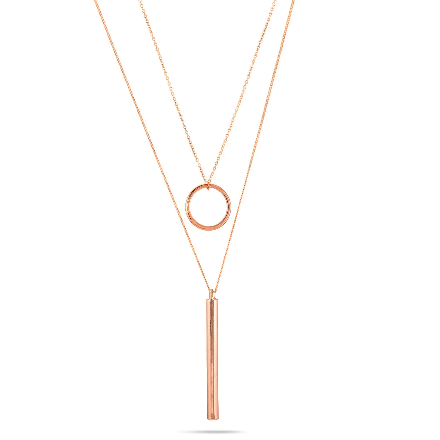 ROSE GOLD CHOKER AND BIB PENDANT SET OF 2 NECKLACES #HNN87949RG (HA5)