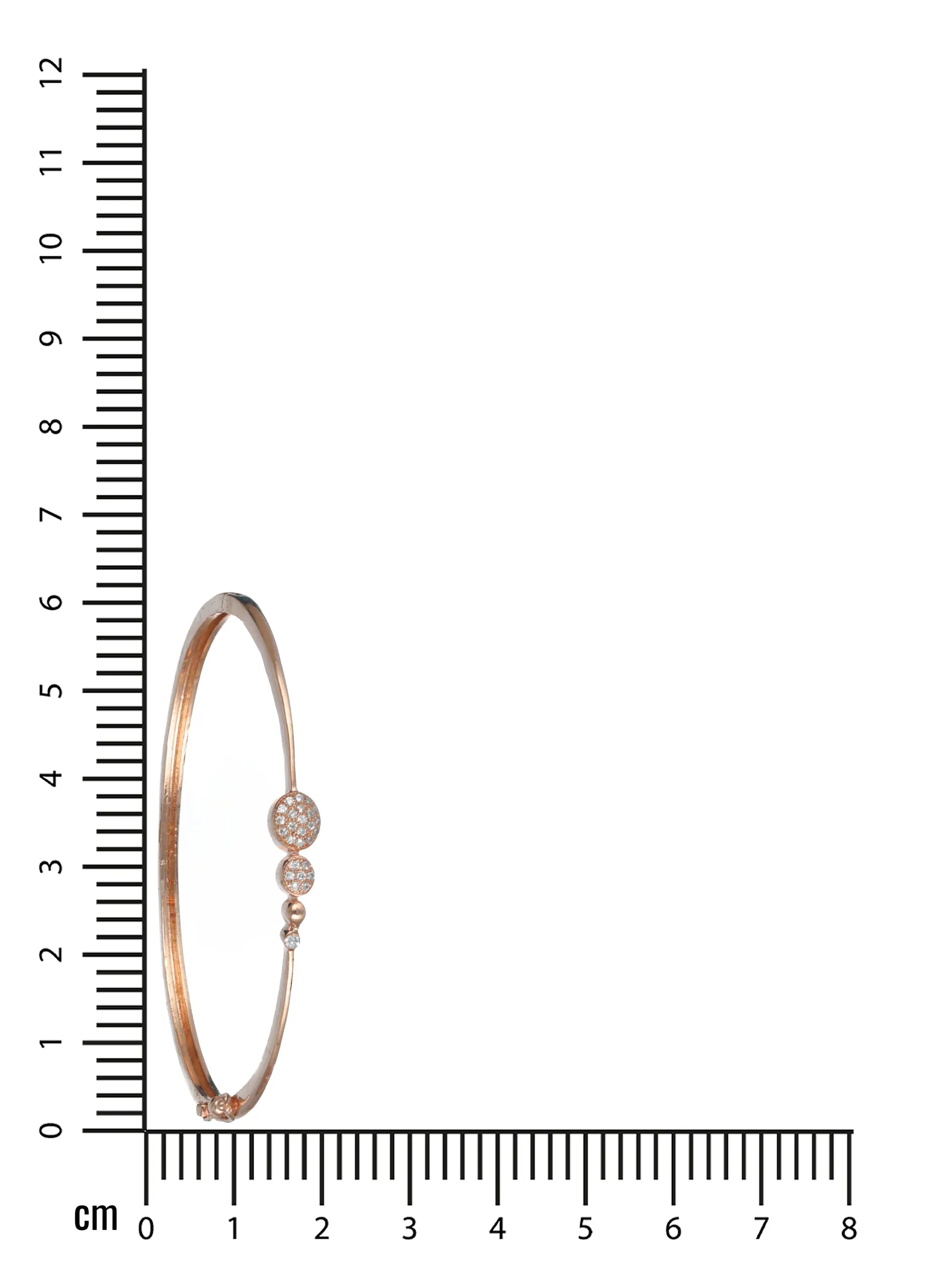 Rose Gold Plated American Diamond Studded Round Pattern Sleek Bracelet