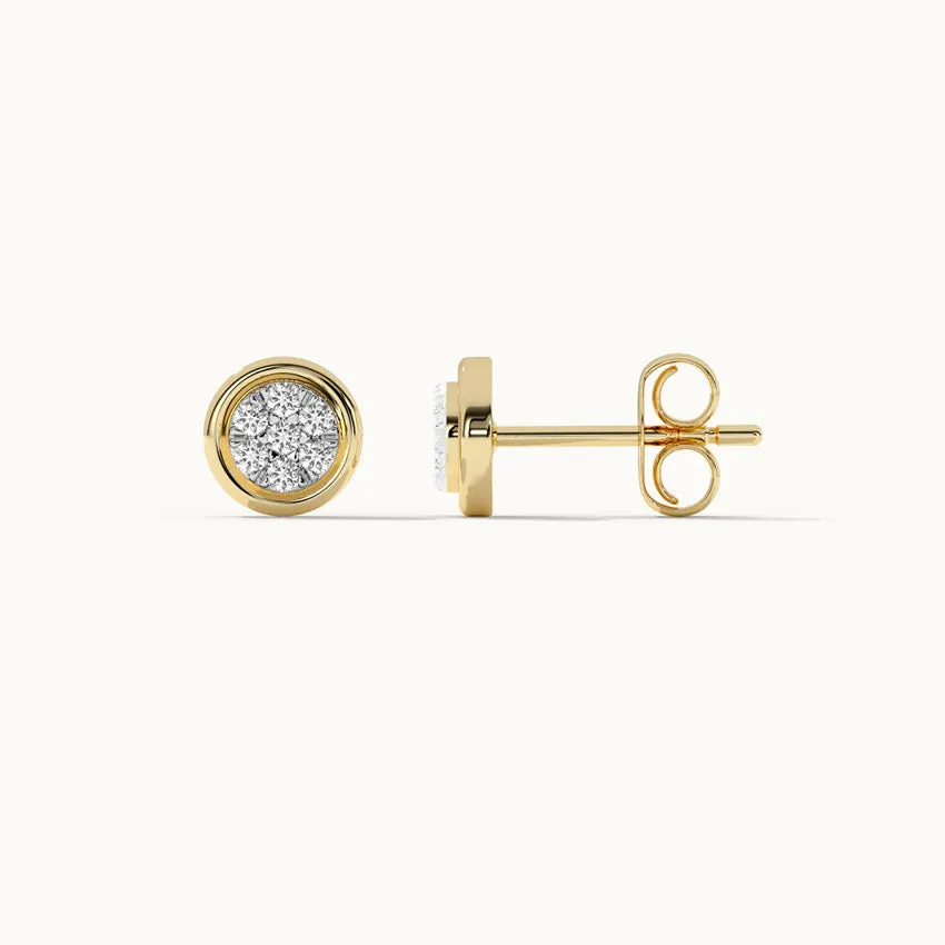 Round Bezel Diamond Earrings