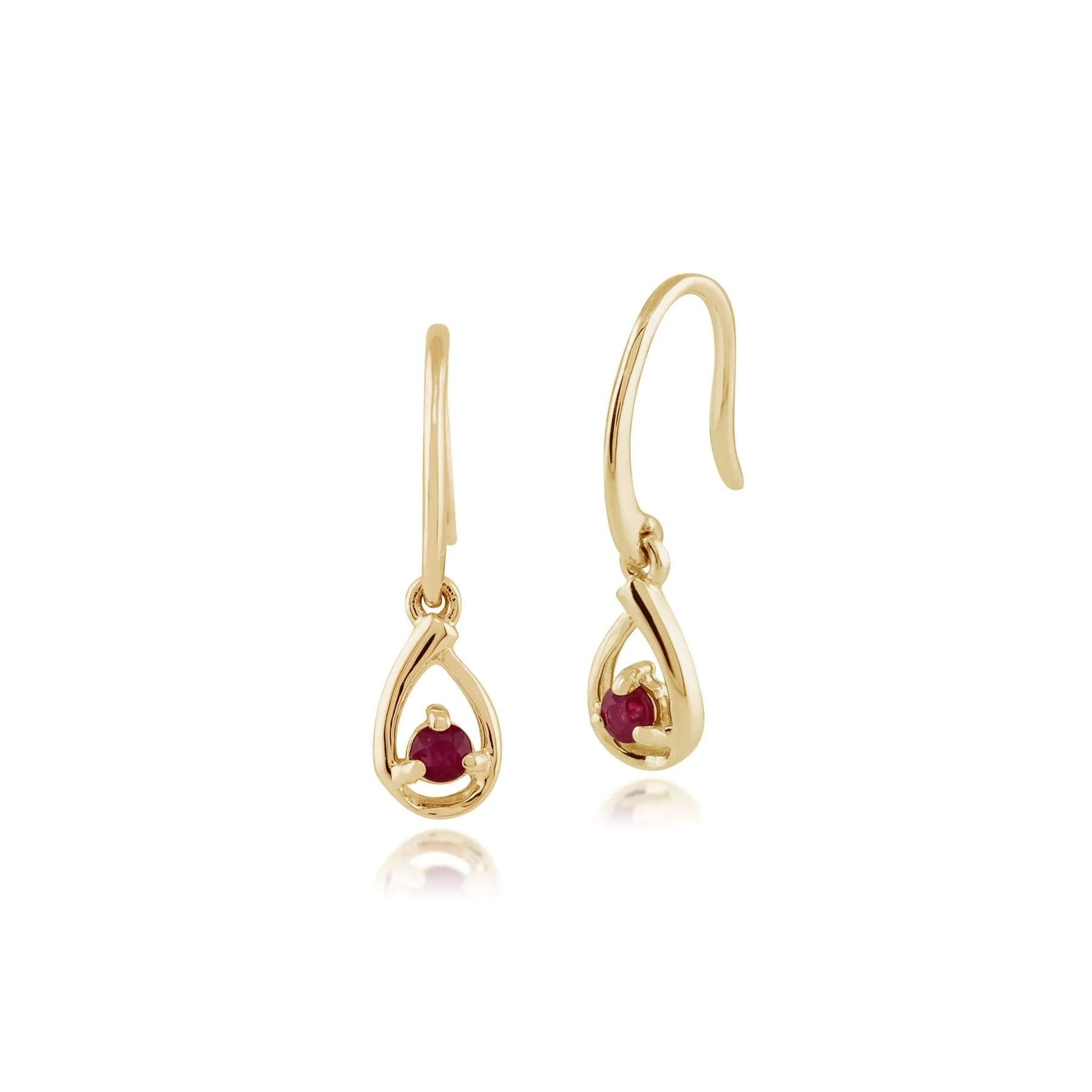 Rubin Lange Tropfen Ohrringe in 9ct Gelb Gold