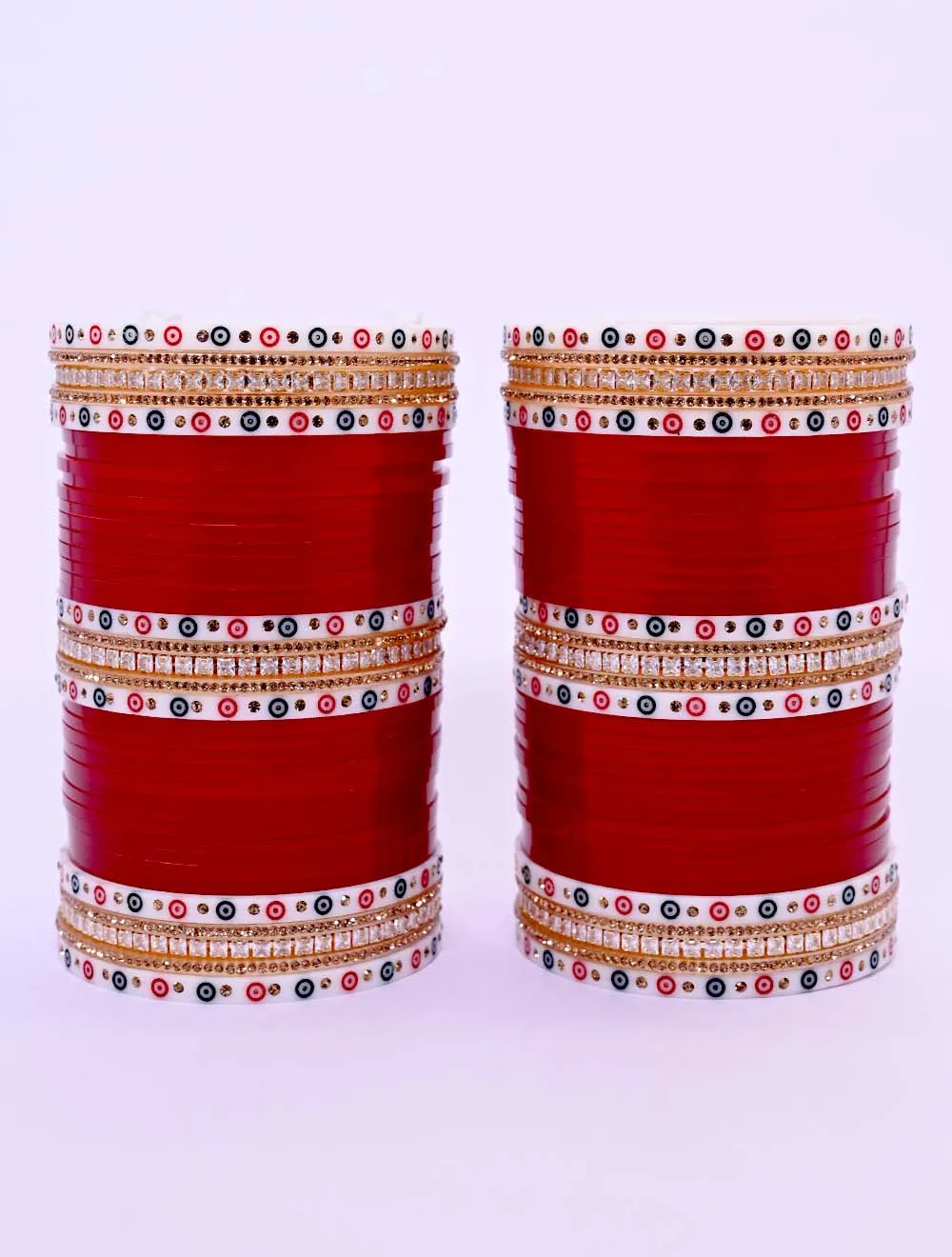 Rukmani Maroon Bangles With American Diamond Kada's Punjabi Chura