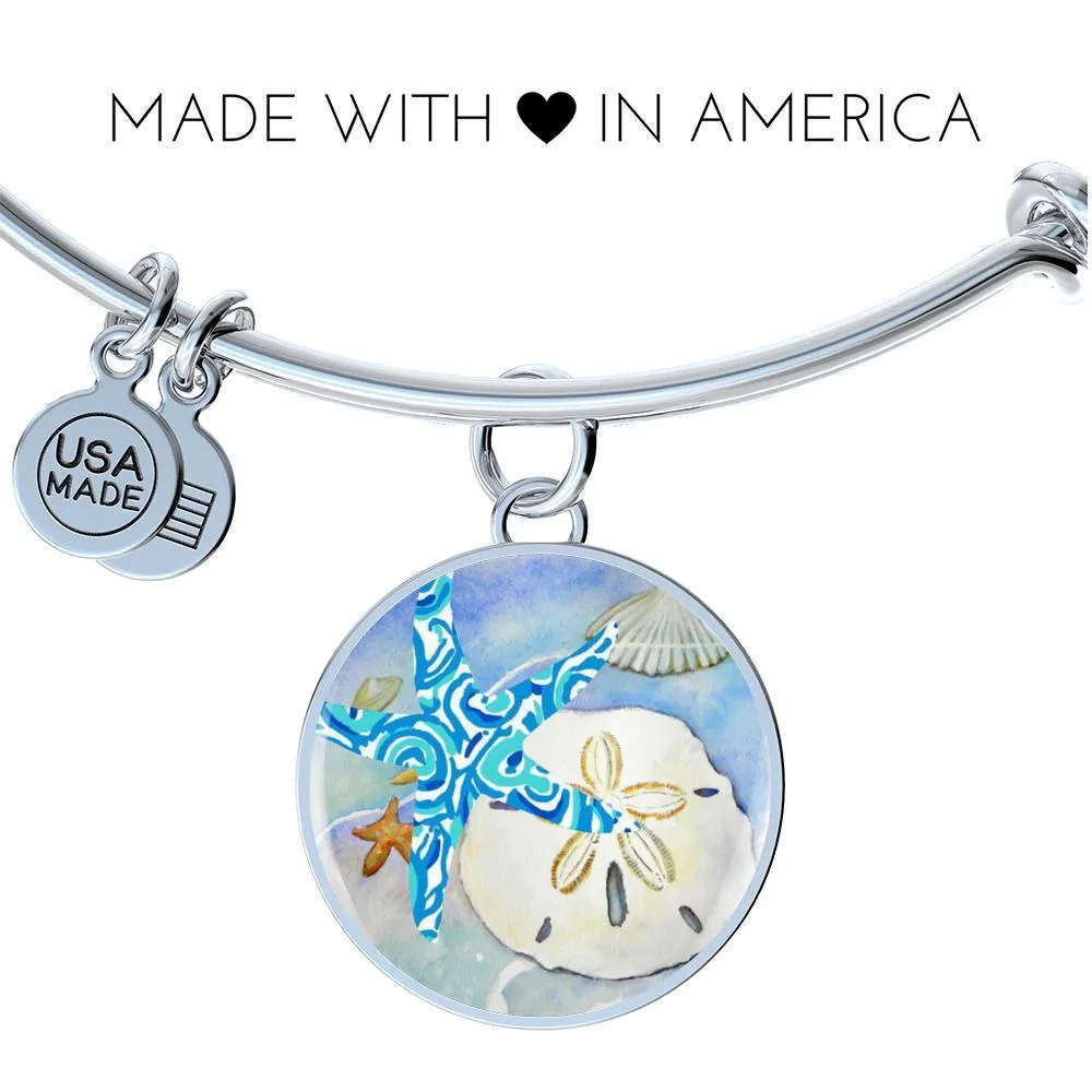 Sand Dollar & Starfish  Bangle Bracelet