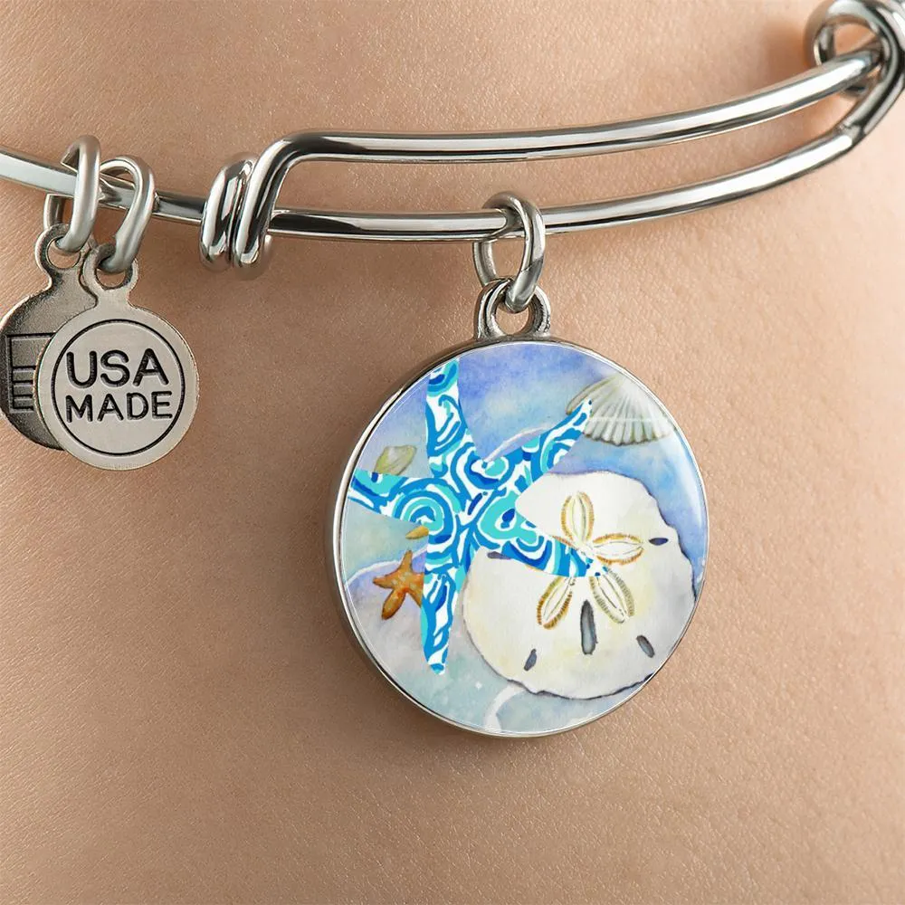 Sand Dollar & Starfish  Bangle Bracelet