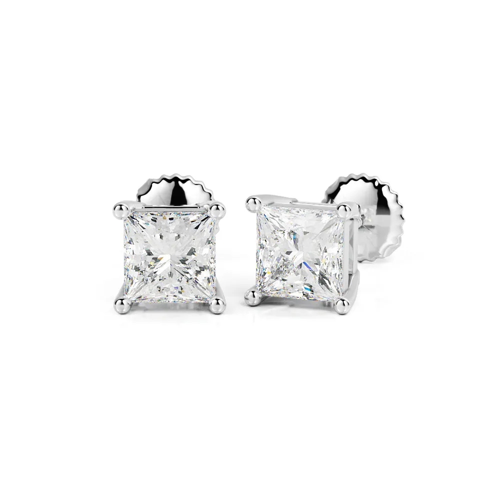 See The Light Solitaire Earrings 3 Natural Diamonds in White Gold