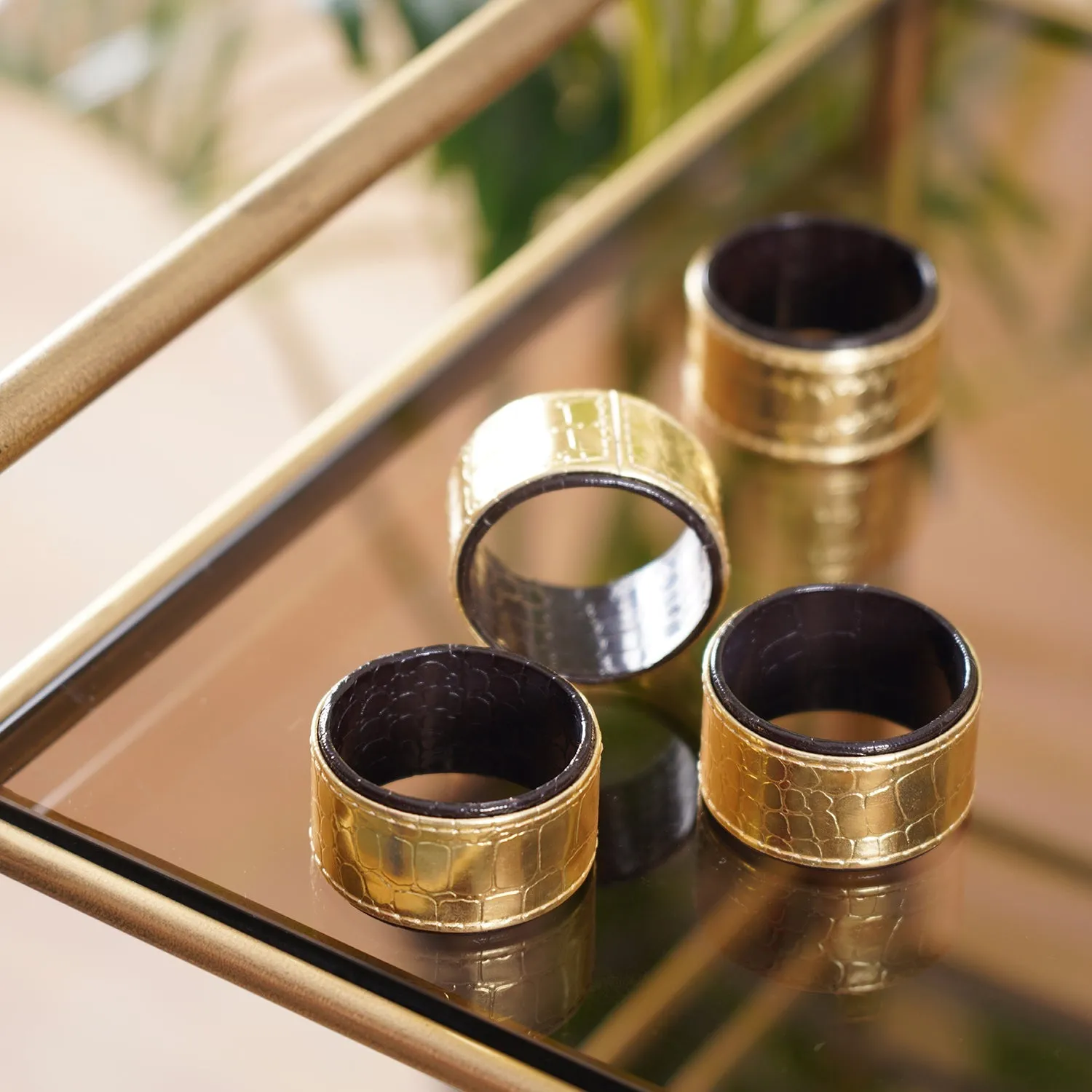 Set Of 4 Brown Napkin Ring