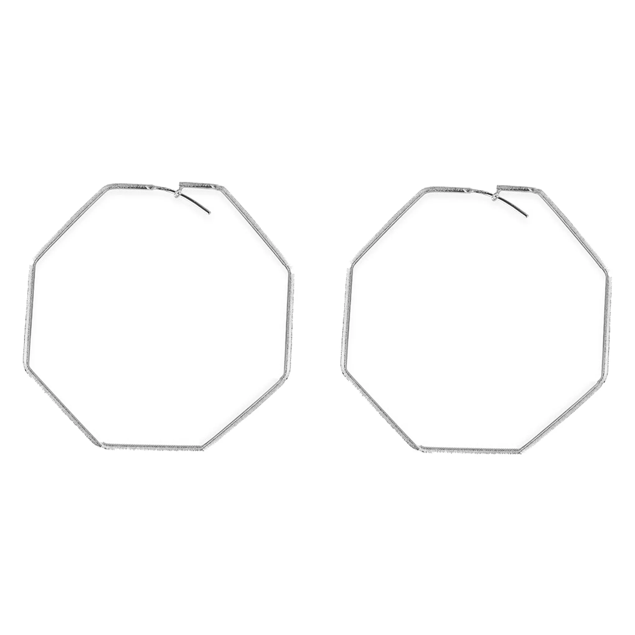 Sheila Fajl Amber Geometrical Hoop Earrings in Brushed Silver Plated