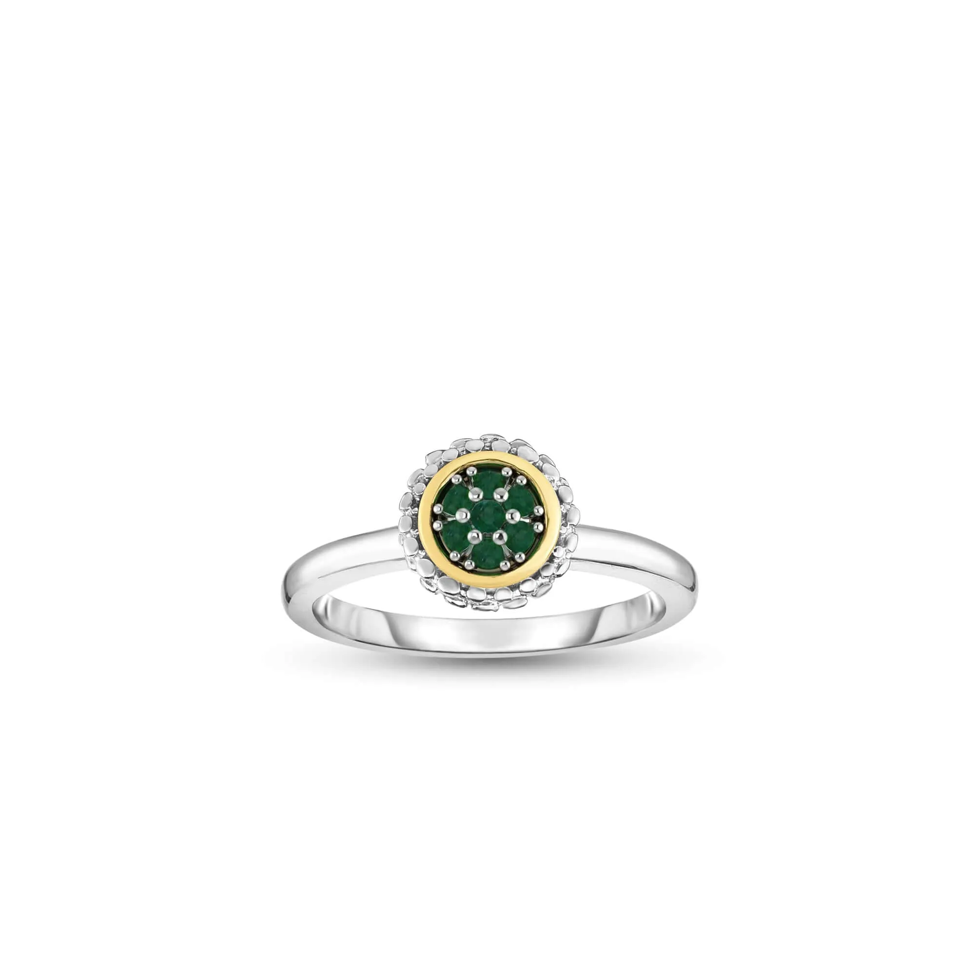 Silver & 18K Gold Prosecco Emerald Ring