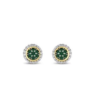Silver & 18K Gold Prosecco Emerald Stud Earrings