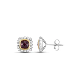 Silver & 18K Gold Prosecco Quadra Garnet Studs
