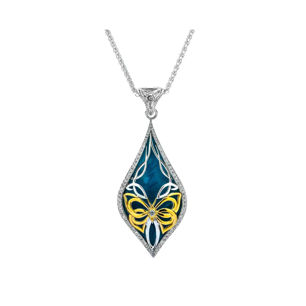 Silver And 10k Rose Gold or Gold Cocooned Butterfly Enamel Pendant Small | Keith Jack