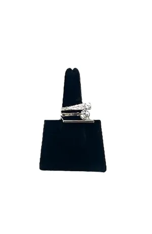 Silver Asymetrical 3 Line Ring Sz 8