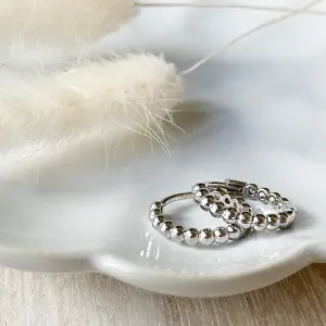 Silver Beaded Hoops