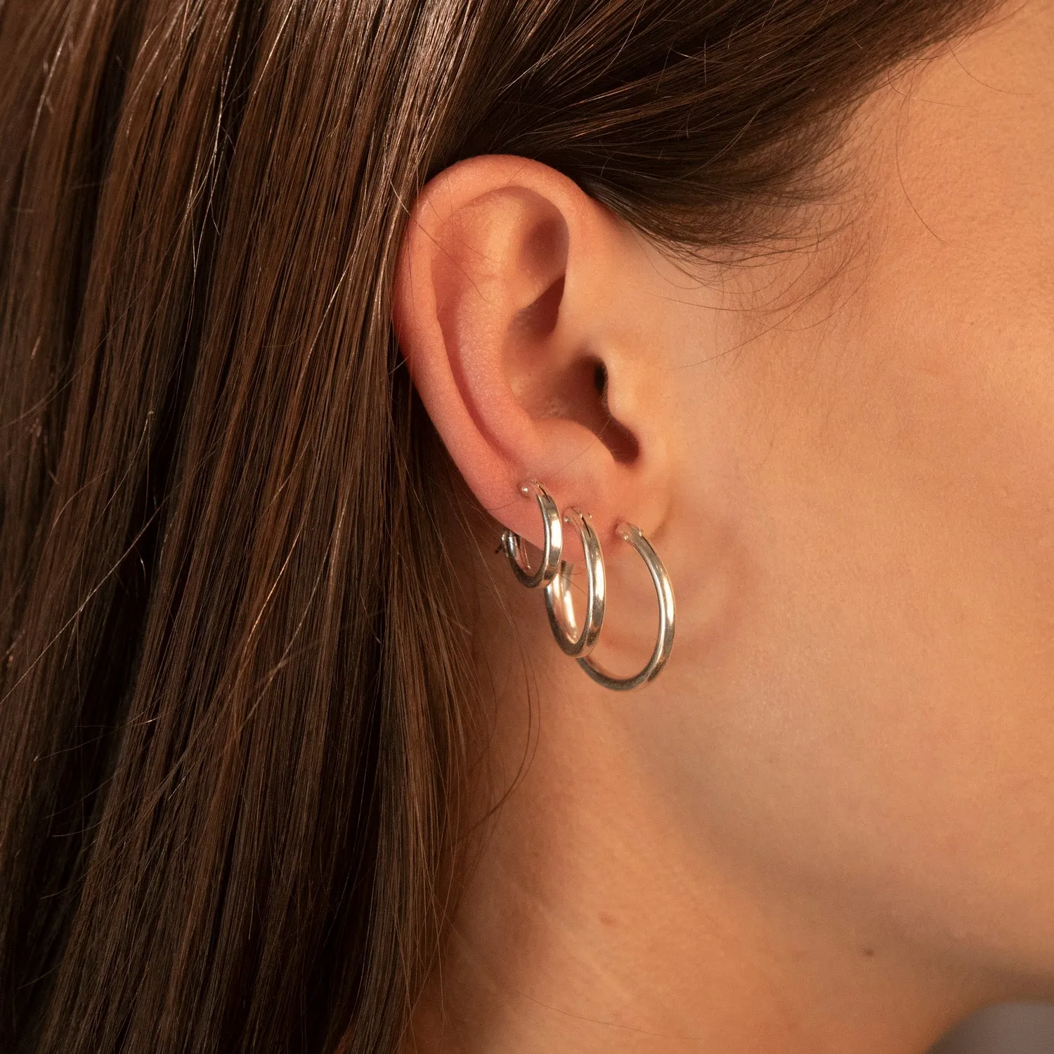 Silver Clasp Hoops