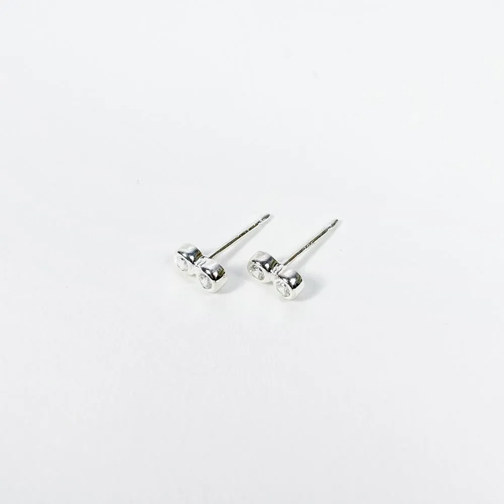 Silver Crystal Solitaire Studs