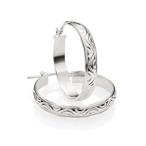 Silver engraved hoops 20mm