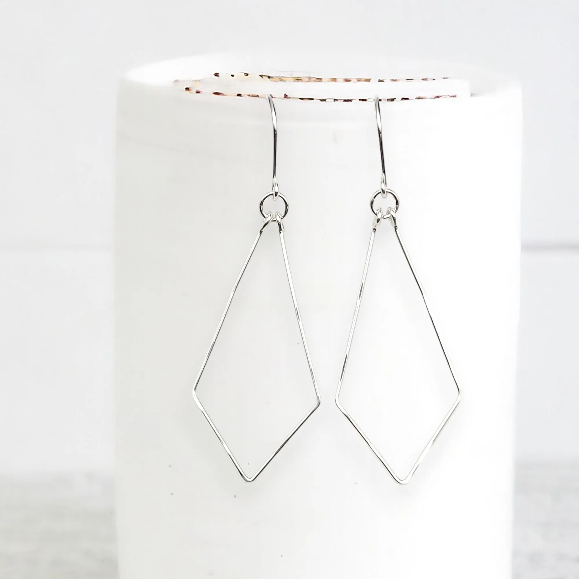 Silver Geometric Hoops