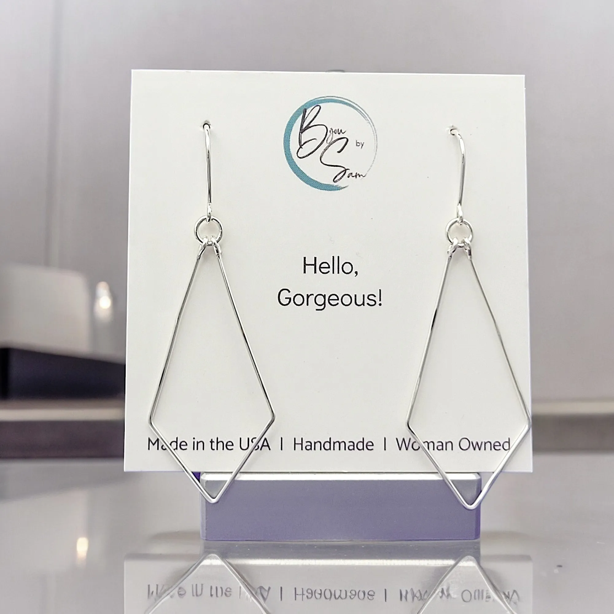 Silver Geometric Hoops