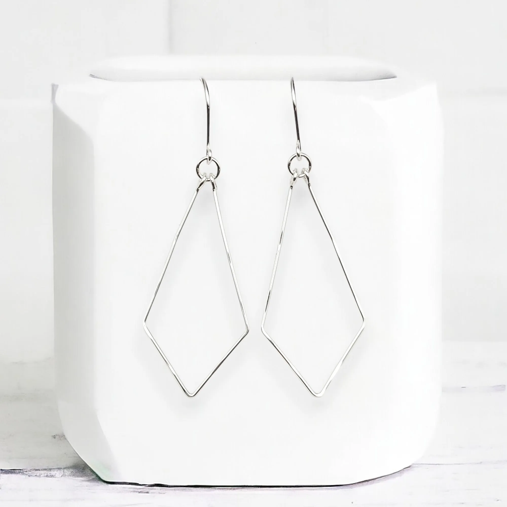Silver Geometric Hoops
